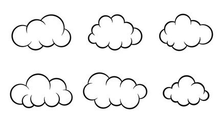 Obraz premium Cloud line icon set, Weather Icons, and Sky Background Elements. clouds outline, Climate weather vector icons.