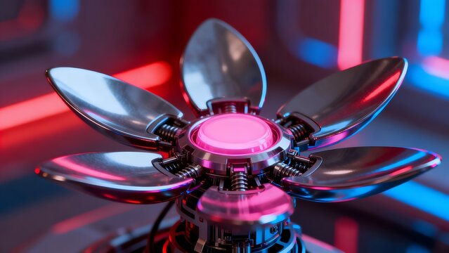 Mechanical flower with glowing center