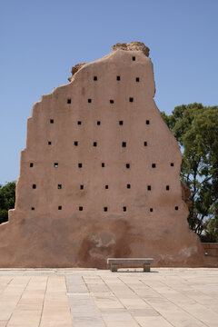Ancient Ruined Wall with Geometric Hole Pattern, Chellah, Rabat, Morocco