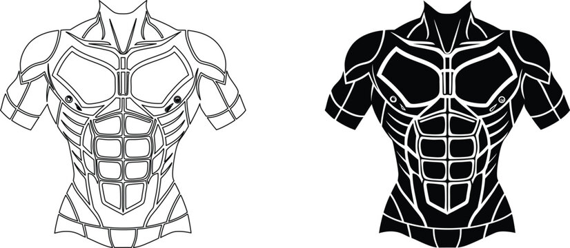 Abstract muscular torso body outline with geometric lines, stylized male human anatomy illustration, polygon pattern.