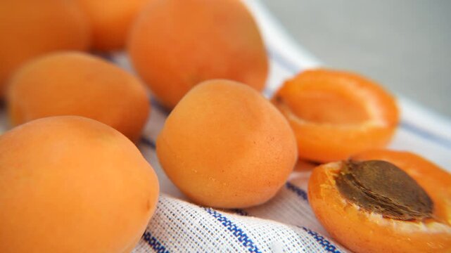 close-up of apricot pulp in sunlight