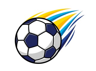 Fototapeta premium Dynamic soccer ball in motion with colorful streaking motion lines isolated on transparent background