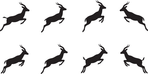 Elegant gazelle antelopes leaping fast through African savanna plains © HM