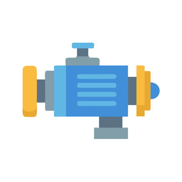 Vector illustration of a simple engine in light blue and yellow colors