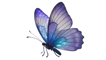Vibrant blue and purple butterfly with delicate wings, isolated on transparent background © Elena