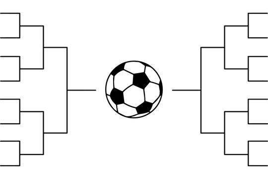 Football Tournament Bracket Template, Soccer Championship Knockout Competition Chart Vector