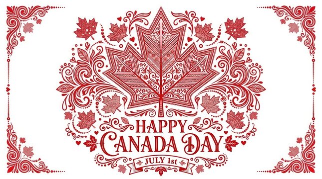 Canada day celebration intricate maple leaf design with festive typography