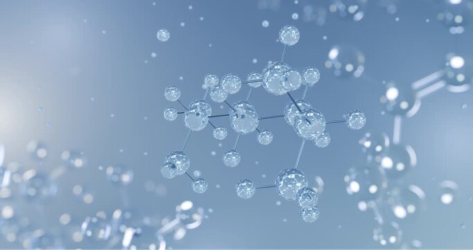 Octodrine rotating 3D model of stimulant drug, seamless looped video
