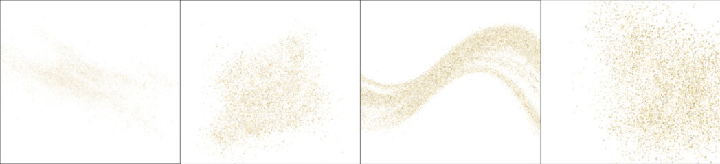 Obraz premium yellow Transparent PNG image of sparkling gold dust particles forming a glowing wavy trail effect with shimmering golden glitter and magic light on transparent background overlay abstract gracefully