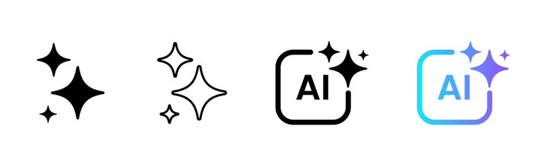 Fototapeta na wymiar Simple Generative AI Sparkle Icon Set