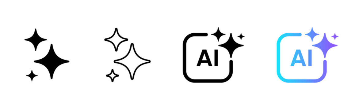 Simple Generative AI Sparkle Icon Set