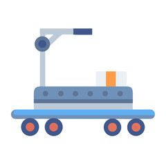 Obraz premium Flat vector illustration of a blue warehouse picker cart with a handle