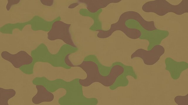 Panning slow tracking shot of camouflage fabric pattern sliding across seamless textile background on tabletop in studio horizontal movement