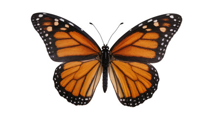 Monarch butterfly with orange wings and black veins, isolated on transparent background © Claudia