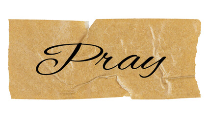 Obraz premium Pray png word, brown washi tape digital sticker in transparent background
