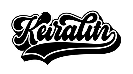 Obraz premium Keiralin script lettering with decorative flourishes a black and white vector illustration