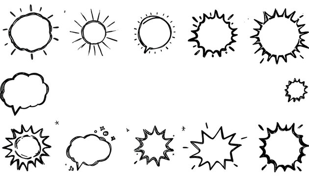 Collection of various comic book style sun and speech burst icons