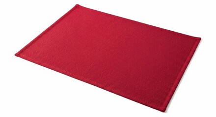 Fototapeta premium Rectangular red fabric placemat isolated on white background