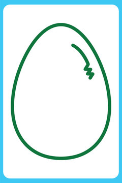 Simple green egg icon on white square with blue border