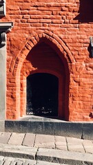 Naklejka premium Picturesque view of the entrance to the ancient building in old city of stochkolm, swedeb