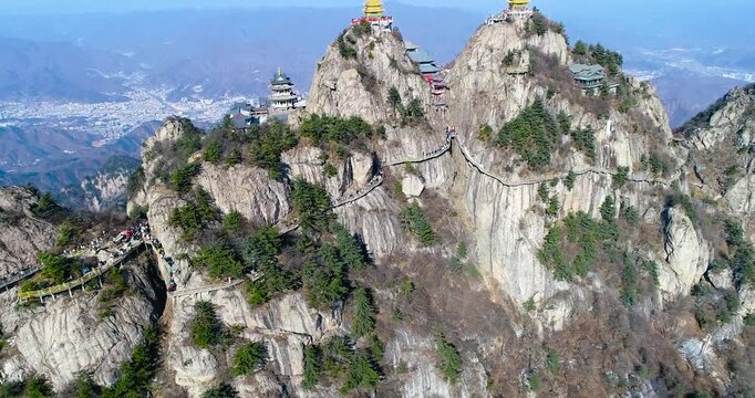 Steep Hiking Paths on Huashan Mountain, Shaanxi, China