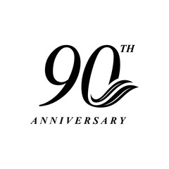 Fototapeta premium Number 90 years anniversary for birthday celebration logo design inspiration