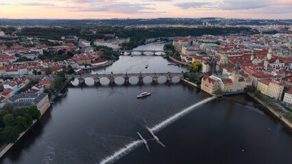 Obraz premium Prague, Czech Republic, aerial drone view
