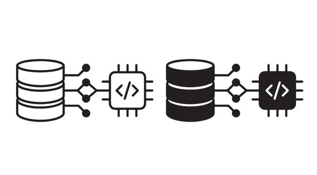 Minimal AI Data Processing Line Vector Icon for Analytics Technology