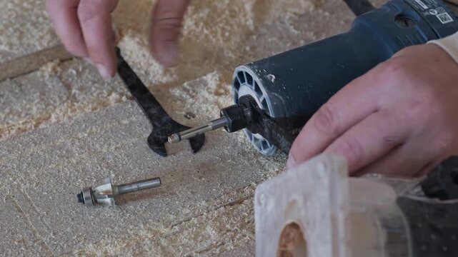 Inserting a palm router bit