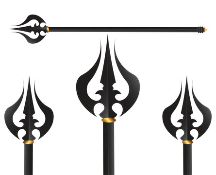 aghori trishul vector set shiva symbol mahakal trident tantric weapon 