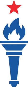 Chicago city flag with torch and red star