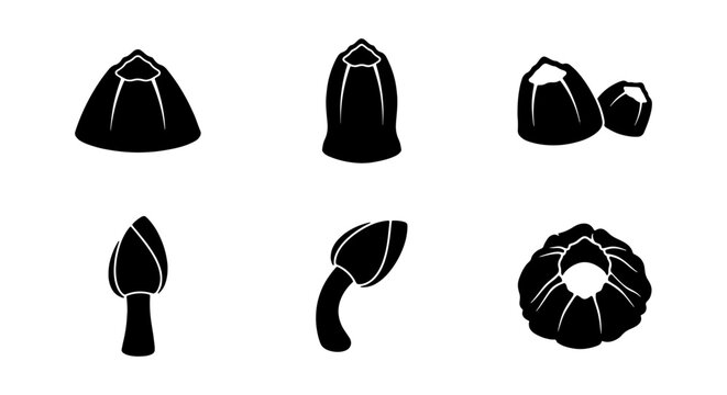 Barnacle Icons Set, Marine Life Vector Graphics, Seafood Ingredient Illustrations, Coastal Nature Silhouettes