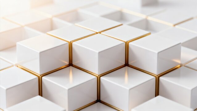 White cubes with gold edges in a pattern