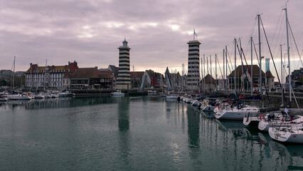 Fototapeta premium Seaside resort on the English Channel coast of Trouville-sur-Mer, Normandy, France, October 20, 2025