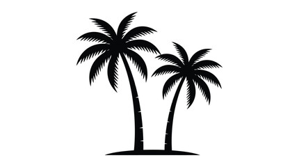 Palm tree silhouettes on white background tropical vegetation illustration © Kaium