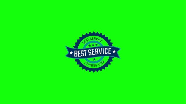 Animated best service circular badge on green screen background for marketing video production
