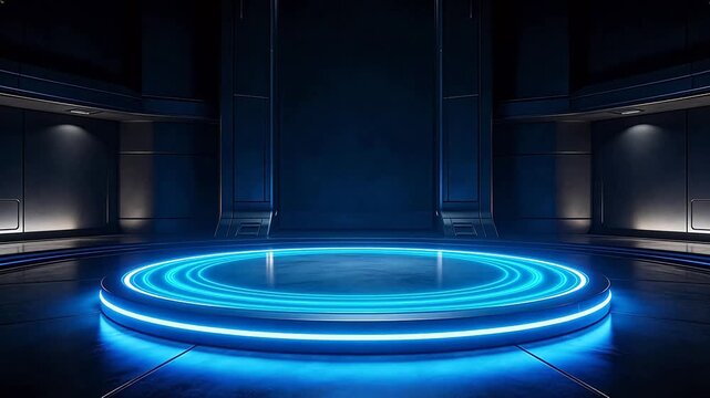 Futuristic glowing circular platform