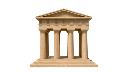 Fototapeta premium Ancient Greek temple with Doric columns and pediment, isolated on transparent background