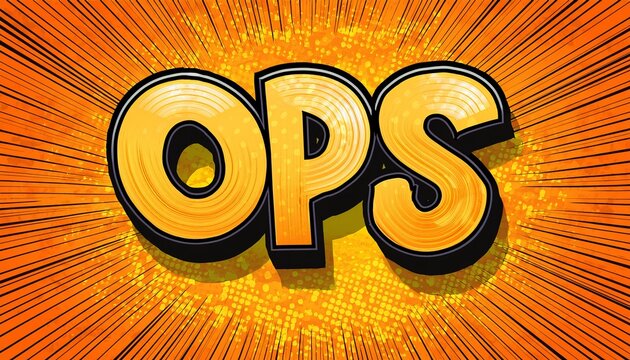 oops yellow text in pop art style orange background