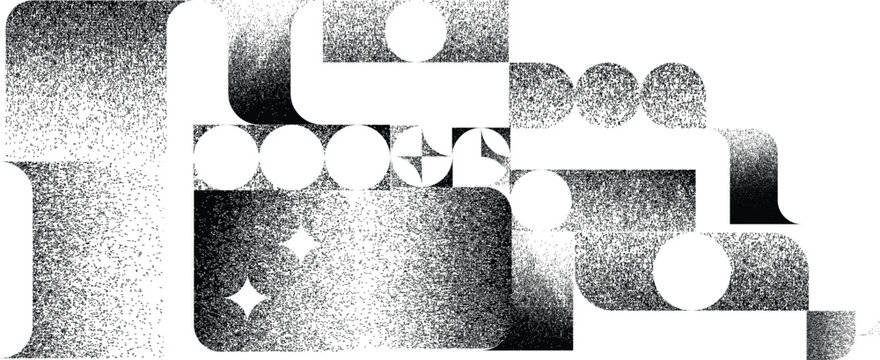 Distorted geometric shape . Minimal art design . Noise destroyed logo . Trendy grainy shapes . Graph print texture .Spray effect .Grunge texture . Distressed element .vector
