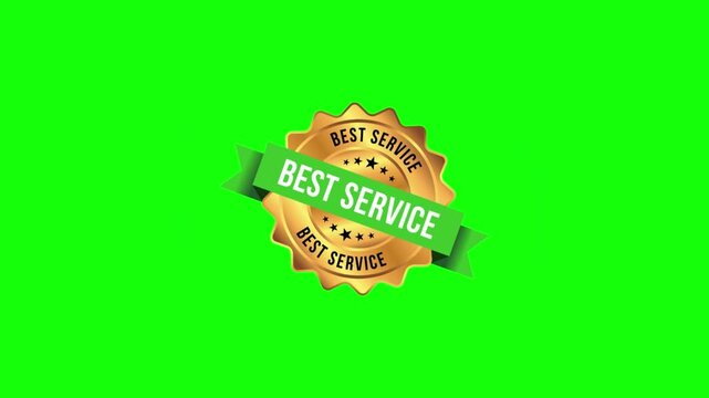 Animated best service badge collection with green screen background for professional marketing.