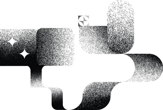 Distorted geometric shape . Minimal art design . Noise destroyed logo . Trendy grainy shapes . Graph print texture .Spray effect .Grunge texture . Distressed element .vector
