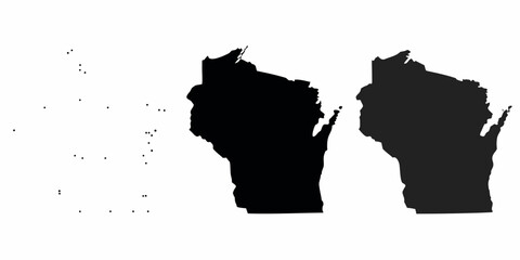 Wisconsin State Map Silhouette Black And Gray Vector Illustration © Ankan