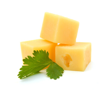 Piece of cheese isolated on a white background