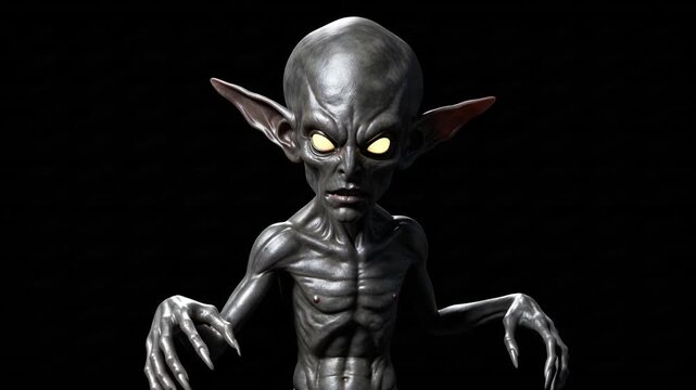 Aggressive Alien Goblin Threatening Camera