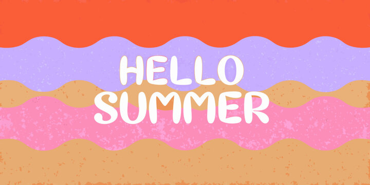 Wavy abstract background with summer greeting colorful vector illustration