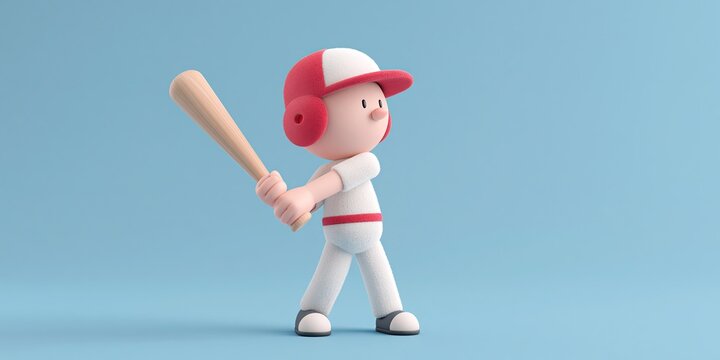 Comical animation baseball player swinging bat 