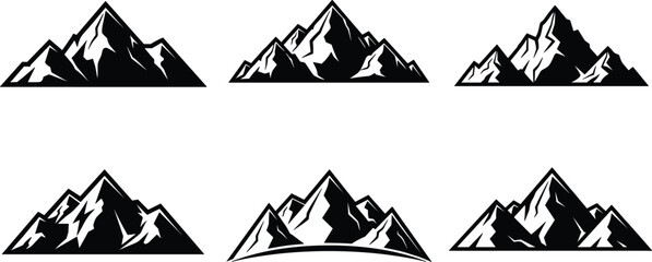 Mountain silhouette collection, nature and landscape concept, adventure and outdoor design, travel and wilderness theme, black and white flat vector illustration © MST RAMANA