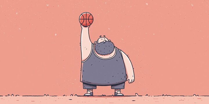 basketball comical animation of basketball player dribbling and shooting the basketball