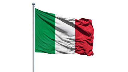 Waving Italian flag with green white and red stripes, isolated on transparent background © AnaMaria
